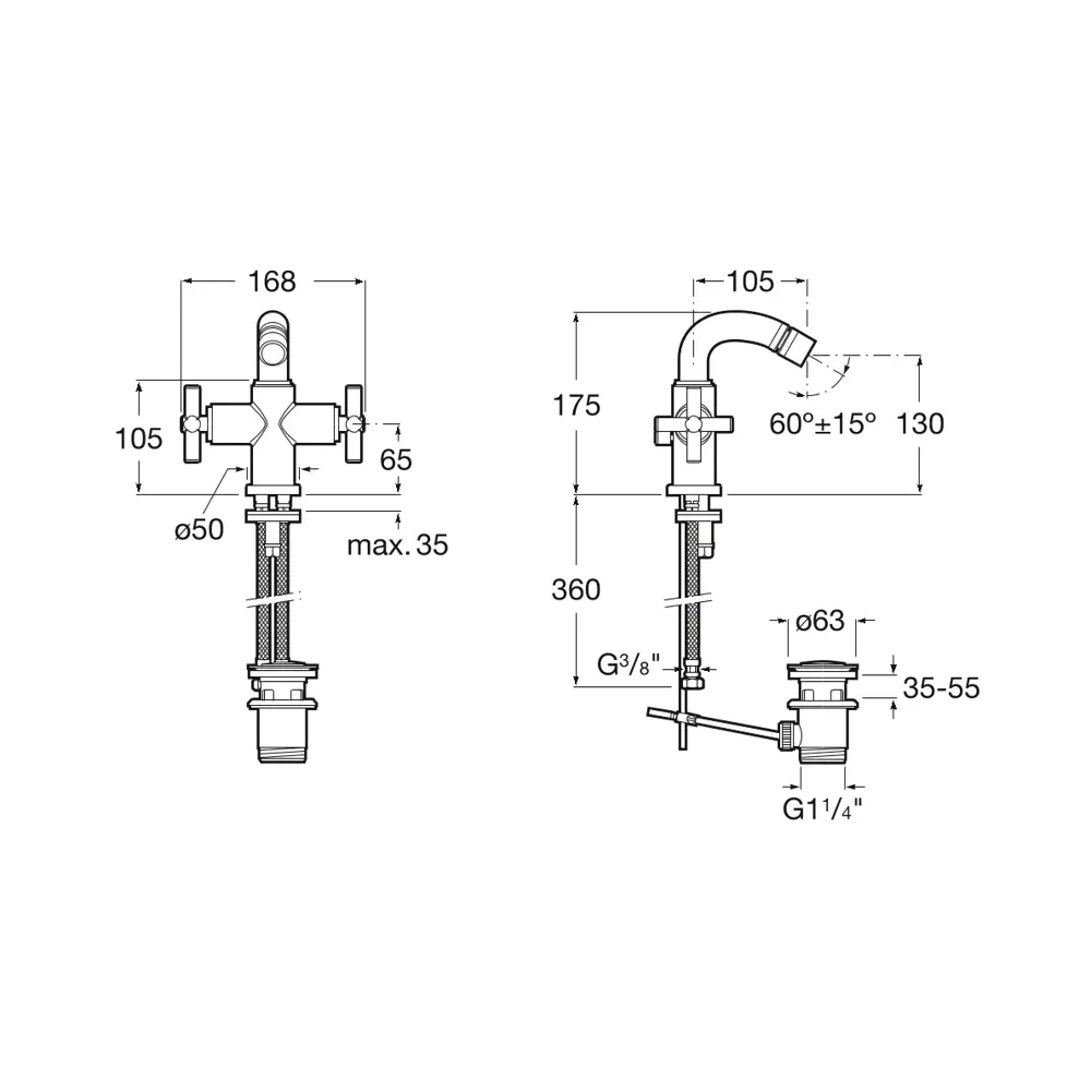 Фото 2 Смеситель для биде Roca Loft 5A6043C00 вентильный цвет хромированный блестящий Фото 2 Смеситель для биде Roca Loft 5A6043C00 вентильный цвет хромированный блестящий