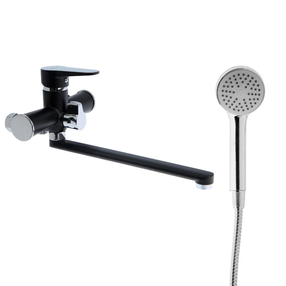 Фото Смеситель для ванны Accoona A71111F однорычажный цвет черный Фото Смеситель для ванны Accoona A71111F однорычажный цвет черный