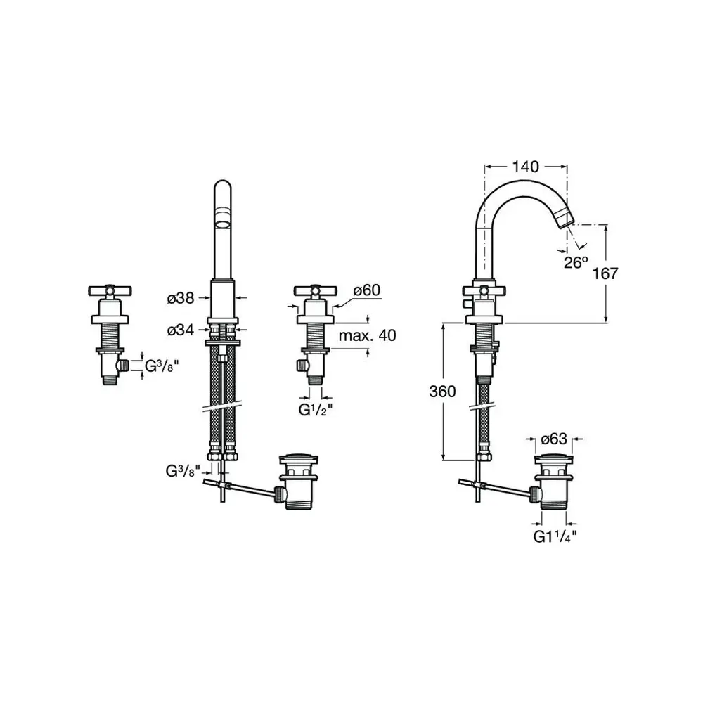 Фото 2 Смеситель для раковины Roca Loft двухвентильный цвет хром 5A4443C00 Фото 2 Смеситель для раковины Roca Loft двухвентильный цвет хром 5A4443C00