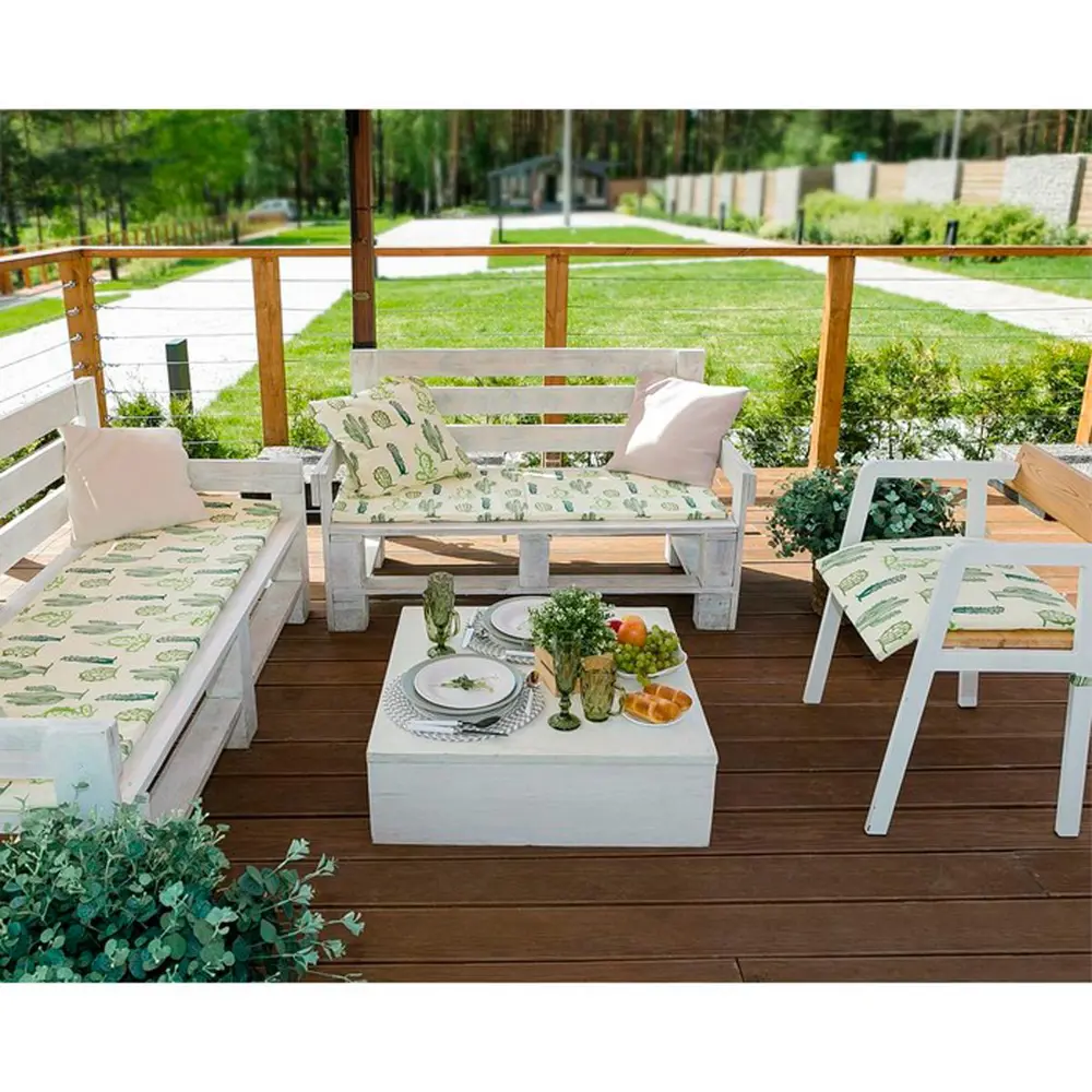 Фото 3 Подушка на скамейку "Кактусы" 45x150 см (1/6) "Этель" 4264648