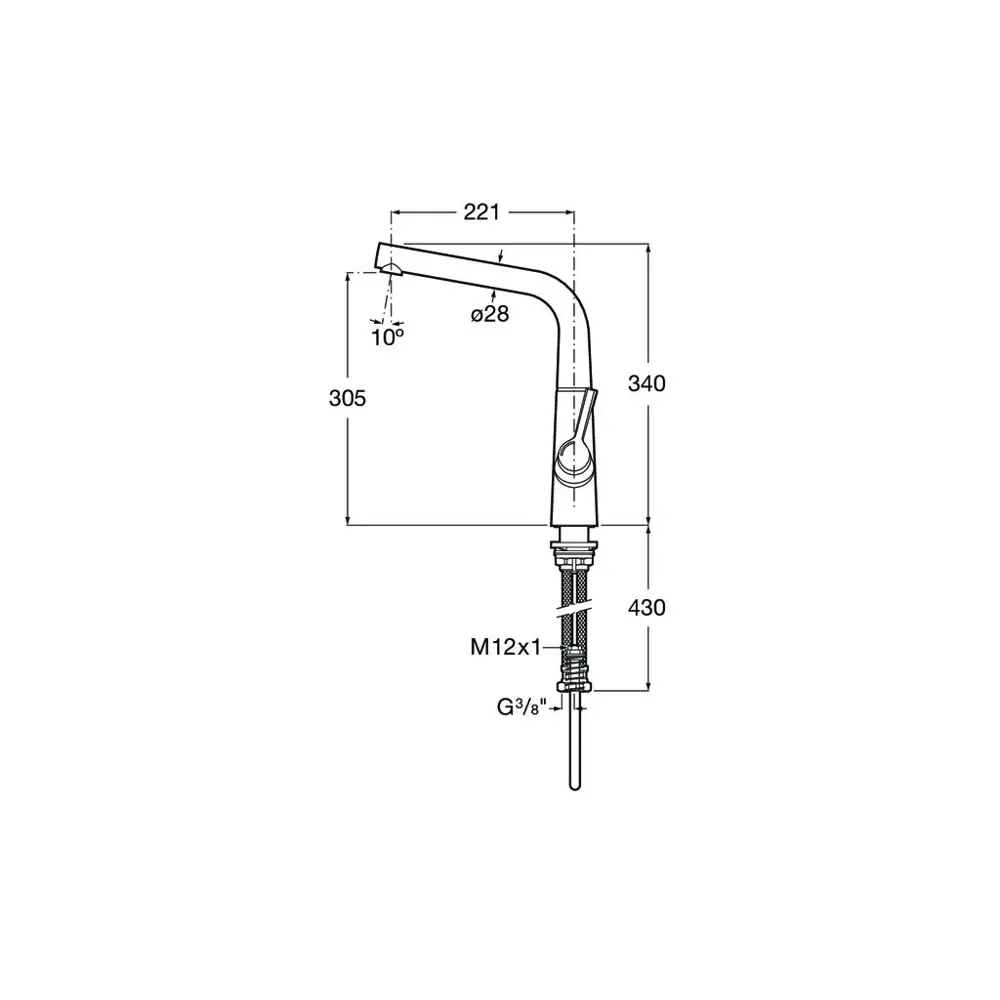 Фото 2 Однорычажный смеситель Roca Syra 30.5 см цвет хромированный блестящий 5A852AC00