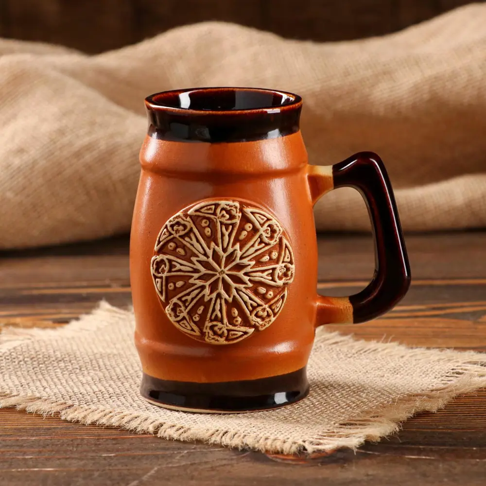 Фото 2 Кружка Керамика ручной работы Коловрат светло-коричневый 0.35 л 6829305