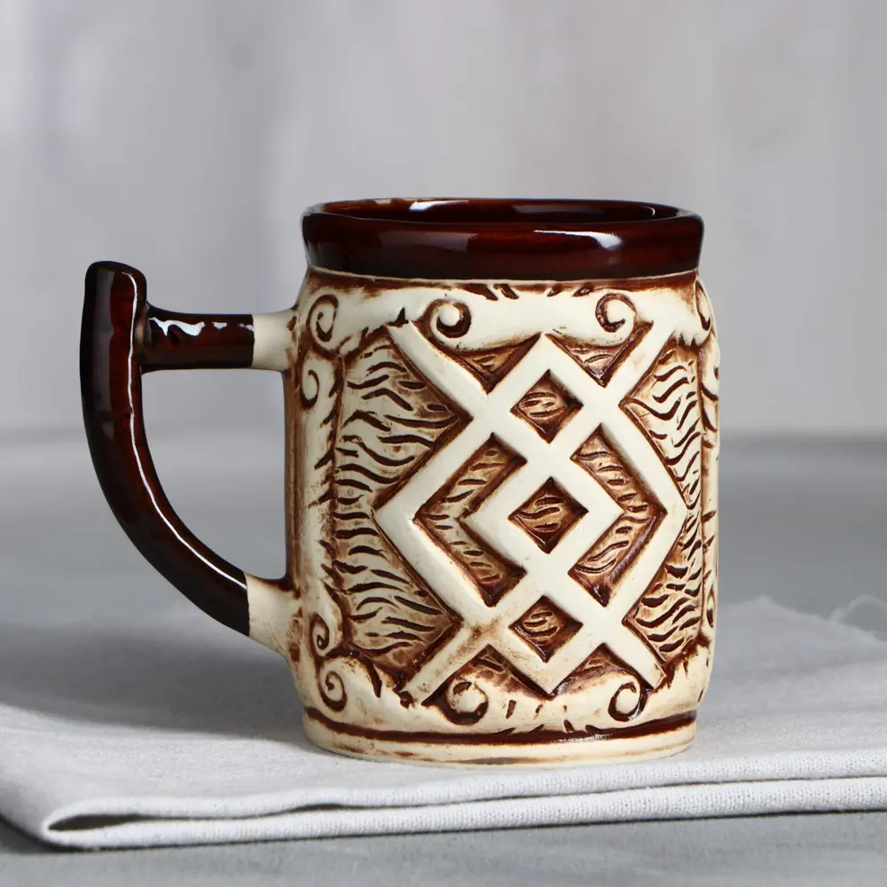 Фото Кружка Керамика ручной работы "Купало" под шамот керамика 0.5 л 5467291