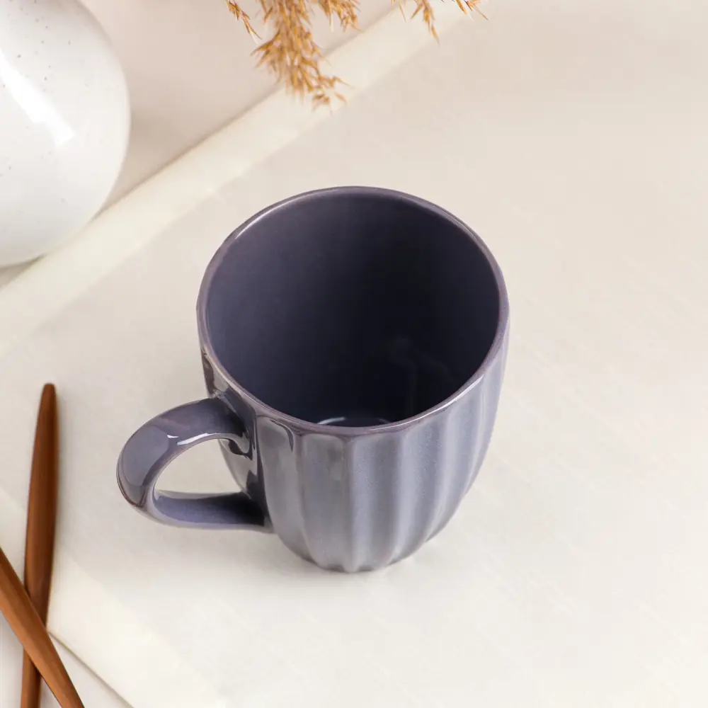 Фото 3 Кружка Керамика ручной работы "Ребристая" графит керамика 0.4 л