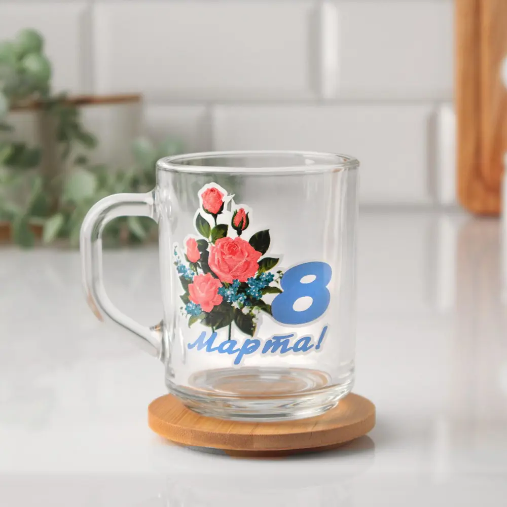 Фото Кружка Simaland "С 8 Марта!" голубой шрифт 200мл Фото Кружка Simaland "С 8 Марта!" голубой шрифт 200мл