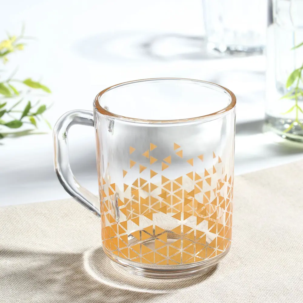 Фото 2 Кружка Доляна «Треугольники» 200 мл золото