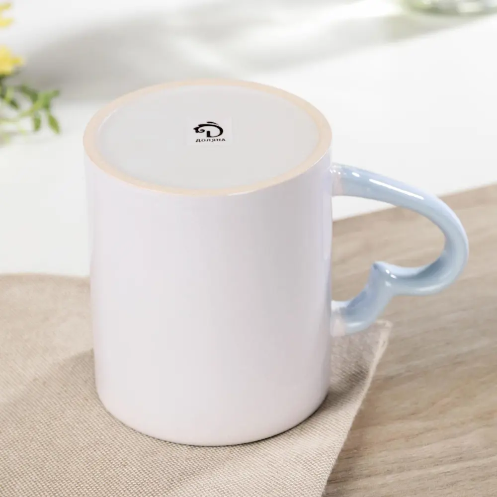 Фото 2 Кружка под сублимацию Доляна «Лав стори» 320 мл 12×8×9.5 см цвет нежно-голубой