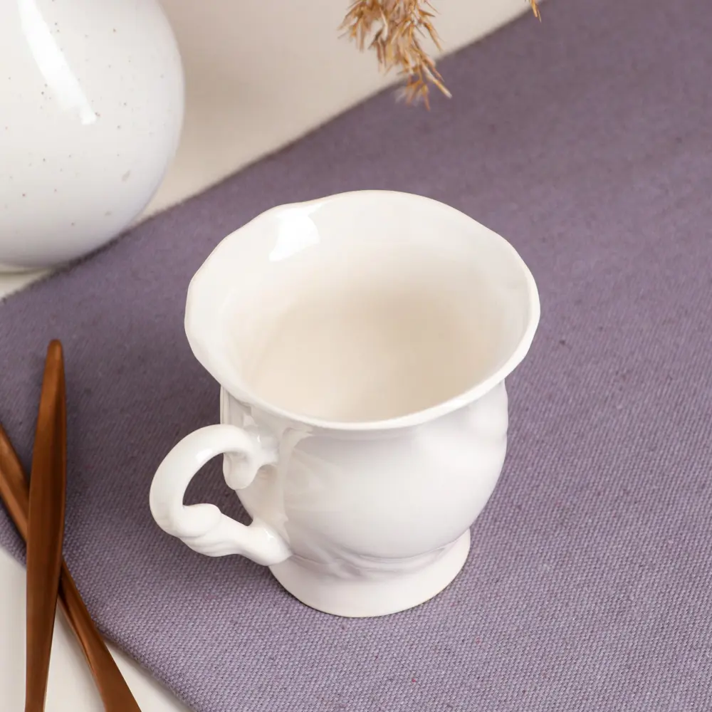 Фото 3 Чашка Керамика ручной работы "Орфей" белая 0.25 л