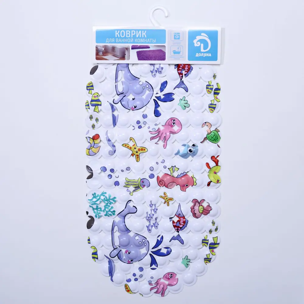 Фото 3 Коврик для ванной Доляна Морские жители 33х64см цвет белый Фото 3 Коврик для ванной Доляна Морские жители 33х64см цвет белый