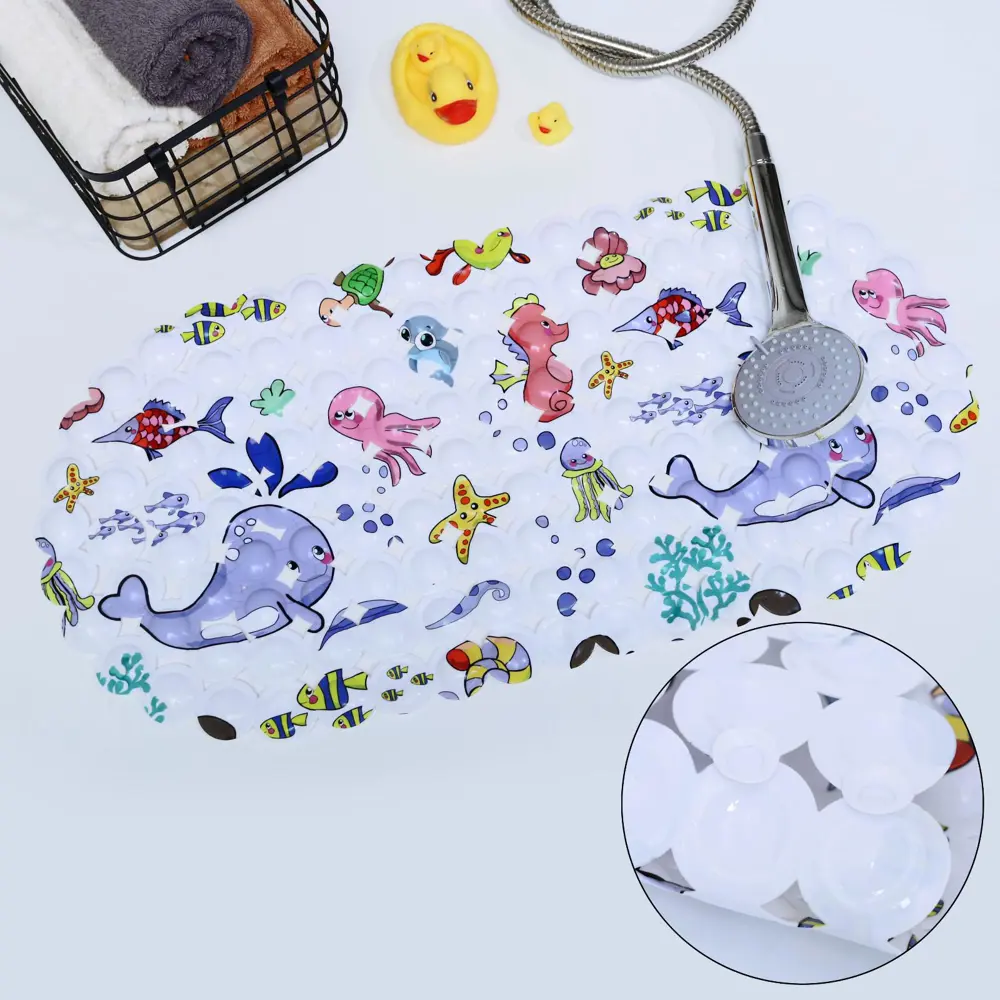 Фото Коврик для ванной Доляна Морские жители 33х64см цвет белый Фото Коврик для ванной Доляна Морские жители 33х64см цвет белый