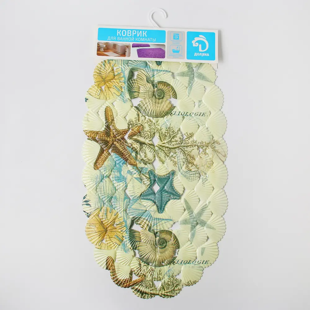 Фото 2 Коврик для ванной Доляна Ракушки 65х35см цвет бежевый Фото 2 Коврик для ванной Доляна Ракушки 65х35см цвет бежевый