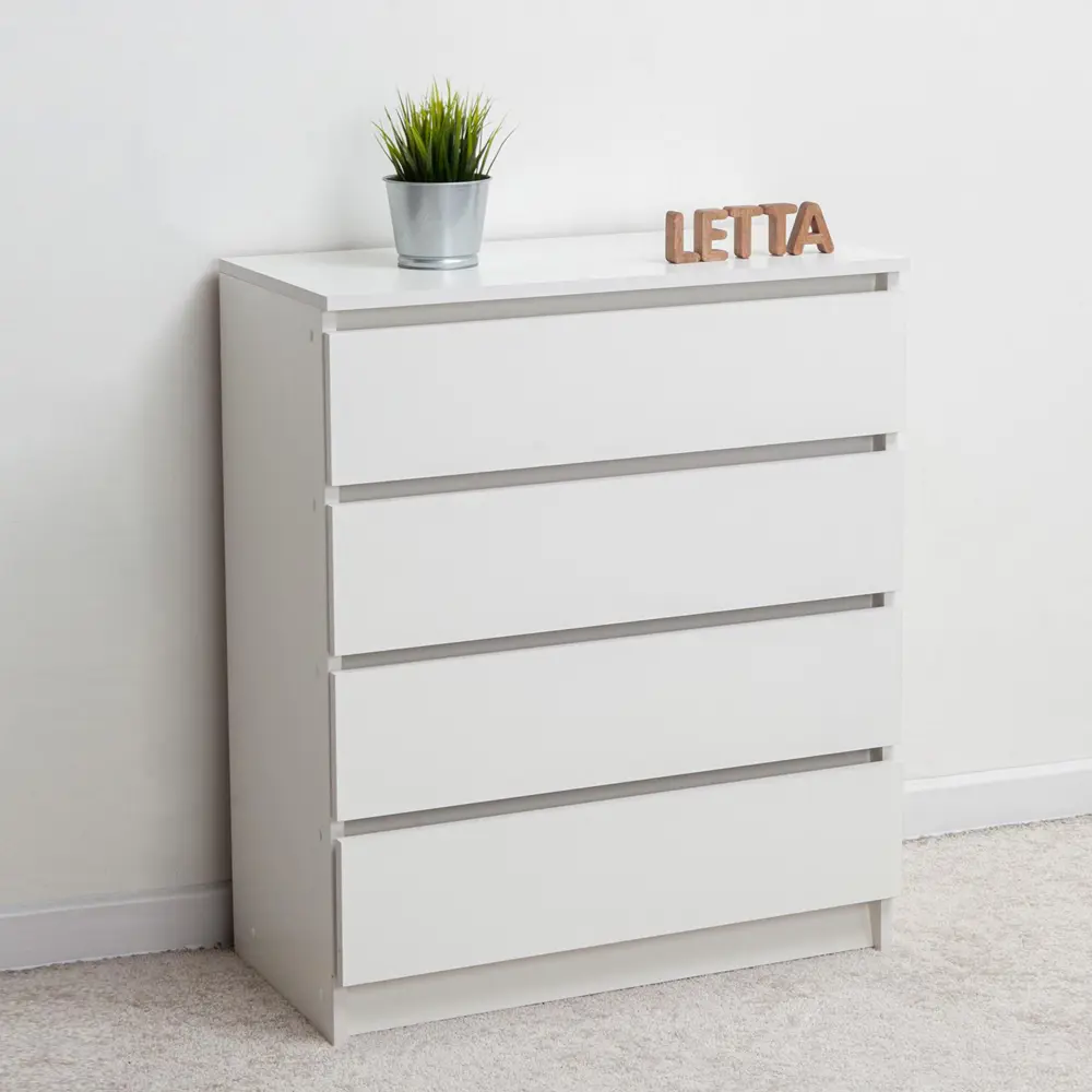 Фото 2 Комод Letta 70x86.7x35.4 см 4 ящика ЛДСП цвет белый 3012 Фото 2 Комод Letta 70x86.7x35.4 см 4 ящика ЛДСП цвет белый 3012