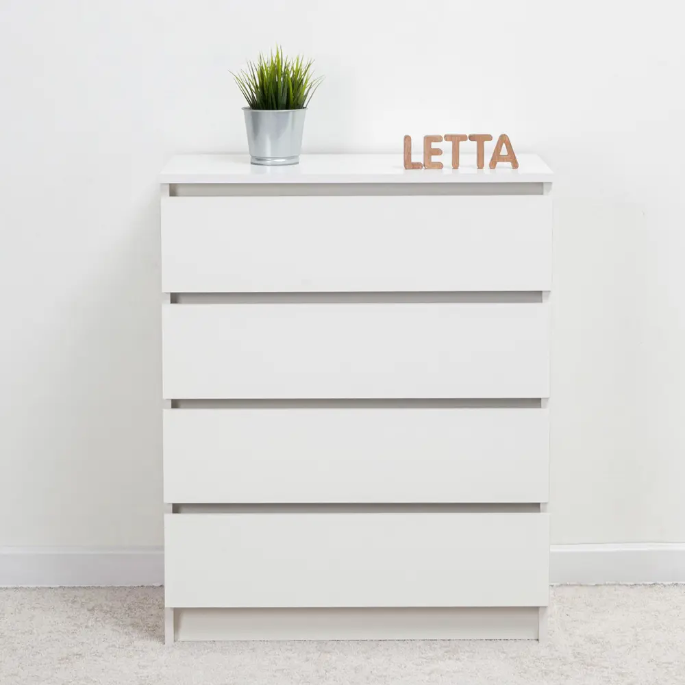 Фото 3 Комод Letta 70x86.7x35.4 см 4 ящика ЛДСП цвет белый 3012 Фото 3 Комод Letta 70x86.7x35.4 см 4 ящика ЛДСП цвет белый 3012