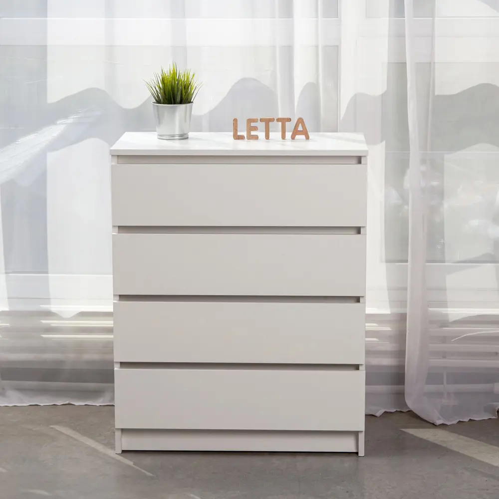 Фото 7 Комод Letta 70x86.7x35.4 см 4 ящика ЛДСП цвет белый 3012 Фото 7 Комод Letta 70x86.7x35.4 см 4 ящика ЛДСП цвет белый 3012