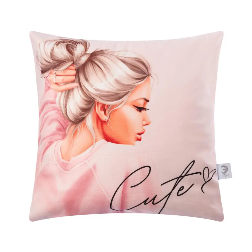 Фото Чехол на подушку Этель "Cute" 40x40 см, 100% п/э, велюр