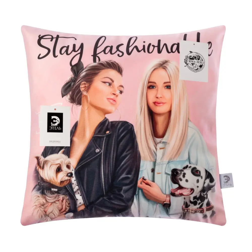 Фото 4 Чехол на подушку Этель "Stay fashionable" 40x40 см, 100% п/э, велюр