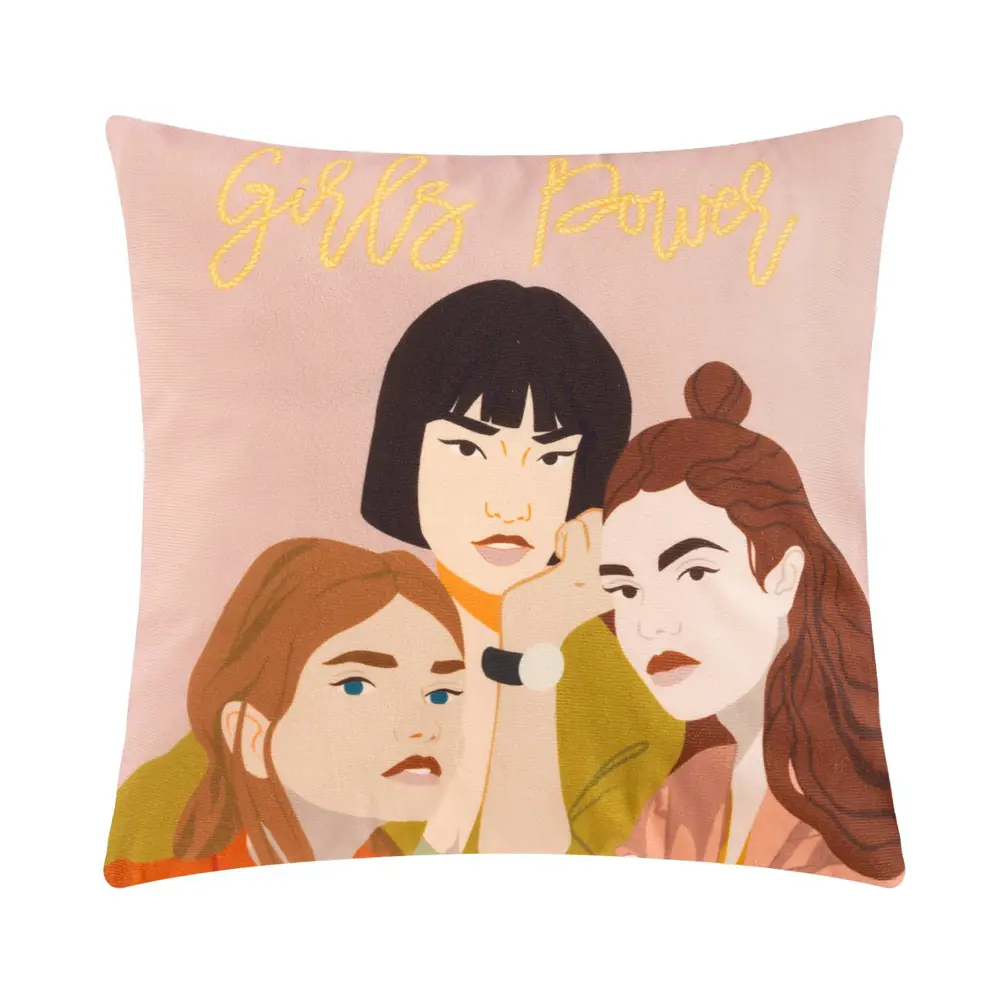 Фото Чехол на подушку Этель "Girls power" 40x40 см 100% п/э велюр