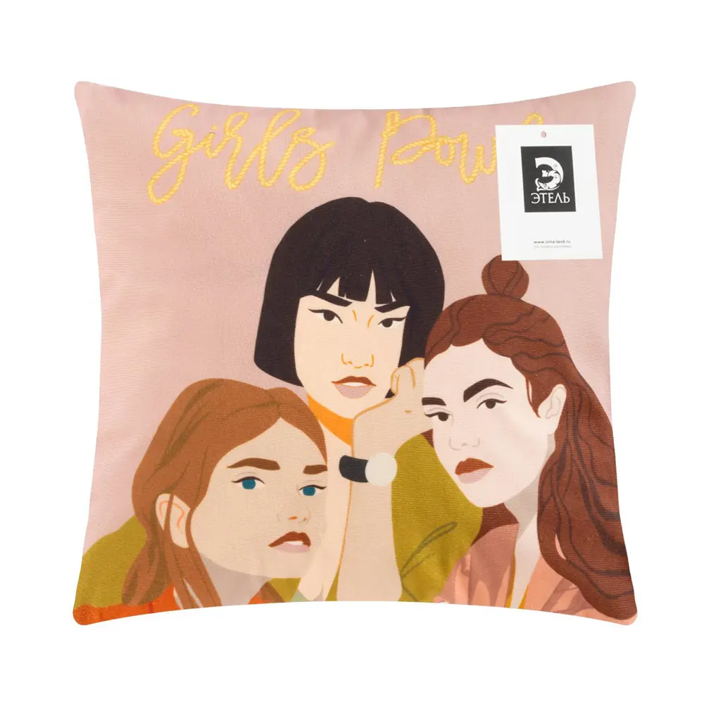 Фото 5 Чехол на подушку Этель "Girls power" 40x40 см 100% п/э велюр