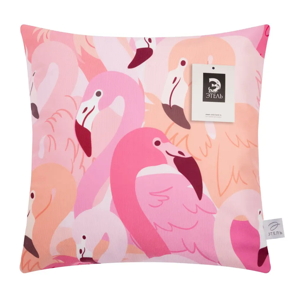Фото 5 Чехол на подушку Этель "Фламинго" 40x40 см, 100% п/э, велюр