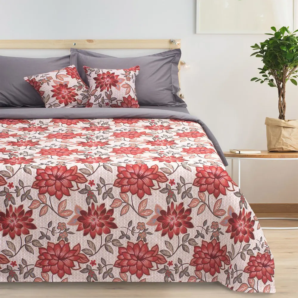 Фото 2 Покрывало гобеленовое Этель Роскошь бордовый 240x200 см, плотность 450 г/м2, 20% хлопок, 80% п/э