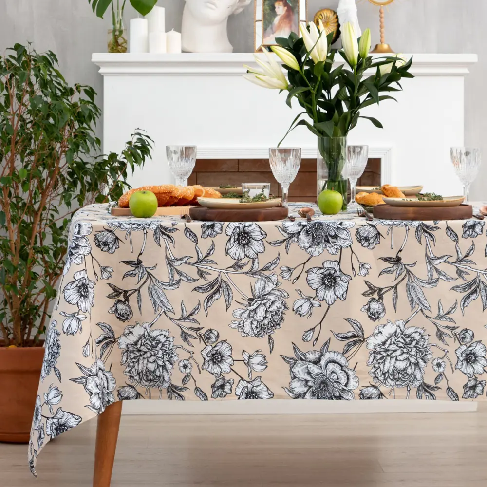Фото Скатерть Доляна Blooming garden 144x180см, 100% хлопок, 164 г/м2 Фото Скатерть Доляна Blooming garden 144x180см, 100% хлопок, 164 г/м2