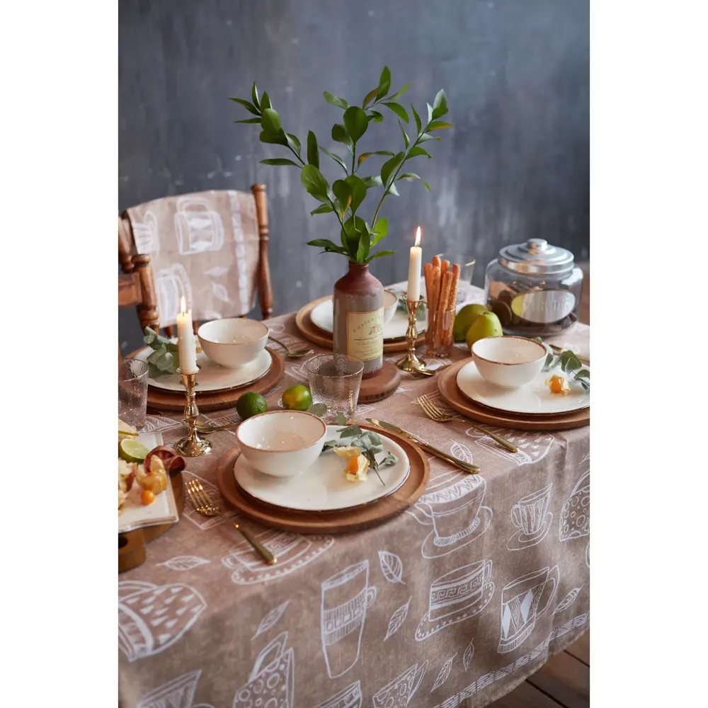 Фото 3 Скатерть Доляна Cup of tea 180x144 см, 100% хлопок, 164 г/м2 Фото 3 Скатерть Доляна Cup of tea 180x144 см, 100% хлопок, 164 г/м2