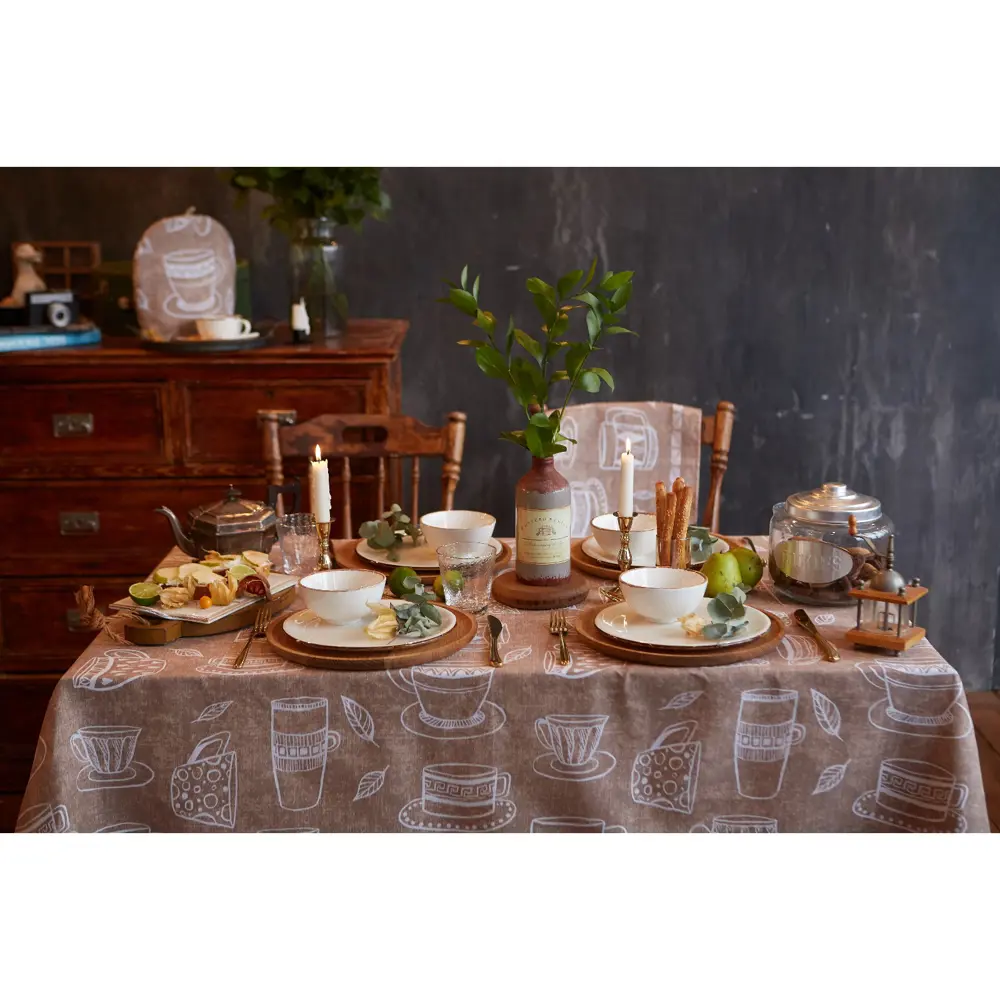 Фото 9 Скатерть Доляна Cup of tea 180x144 см, 100% хлопок, 164 г/м2 Фото 9 Скатерть Доляна Cup of tea 180x144 см, 100% хлопок, 164 г/м2