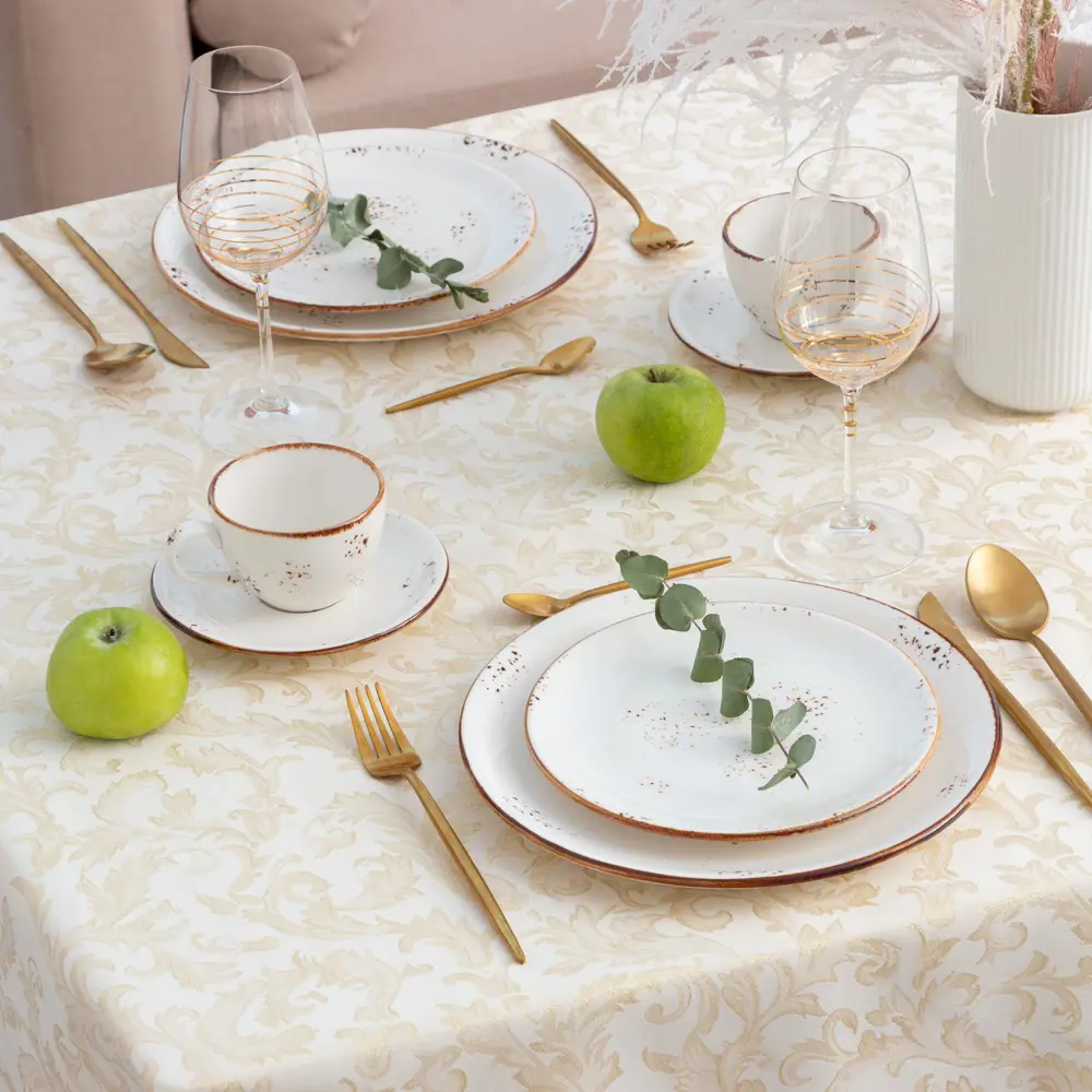 Фото 3 Скатерть Этель "Venzel" цвет золото 142x220 см, 115 ±10 гр,100% Фото 3 Скатерть Этель "Venzel" цвет золото 142x220 см, 115 ±10 гр,100%