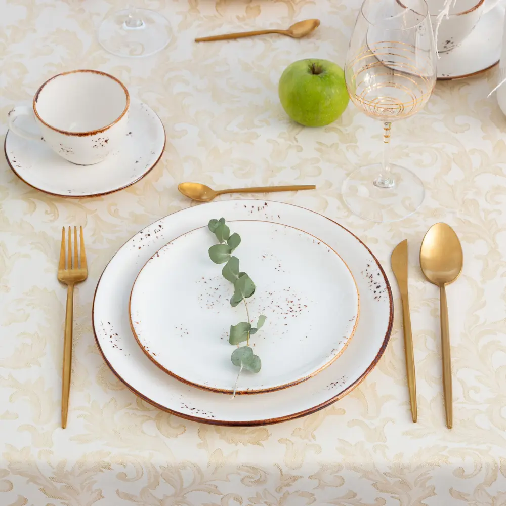 Фото 5 Скатерть Этель "Venzel" цвет золото 142x220 см, 115 ±10 гр,100% Фото 5 Скатерть Этель "Venzel" цвет золото 142x220 см, 115 ±10 гр,100%