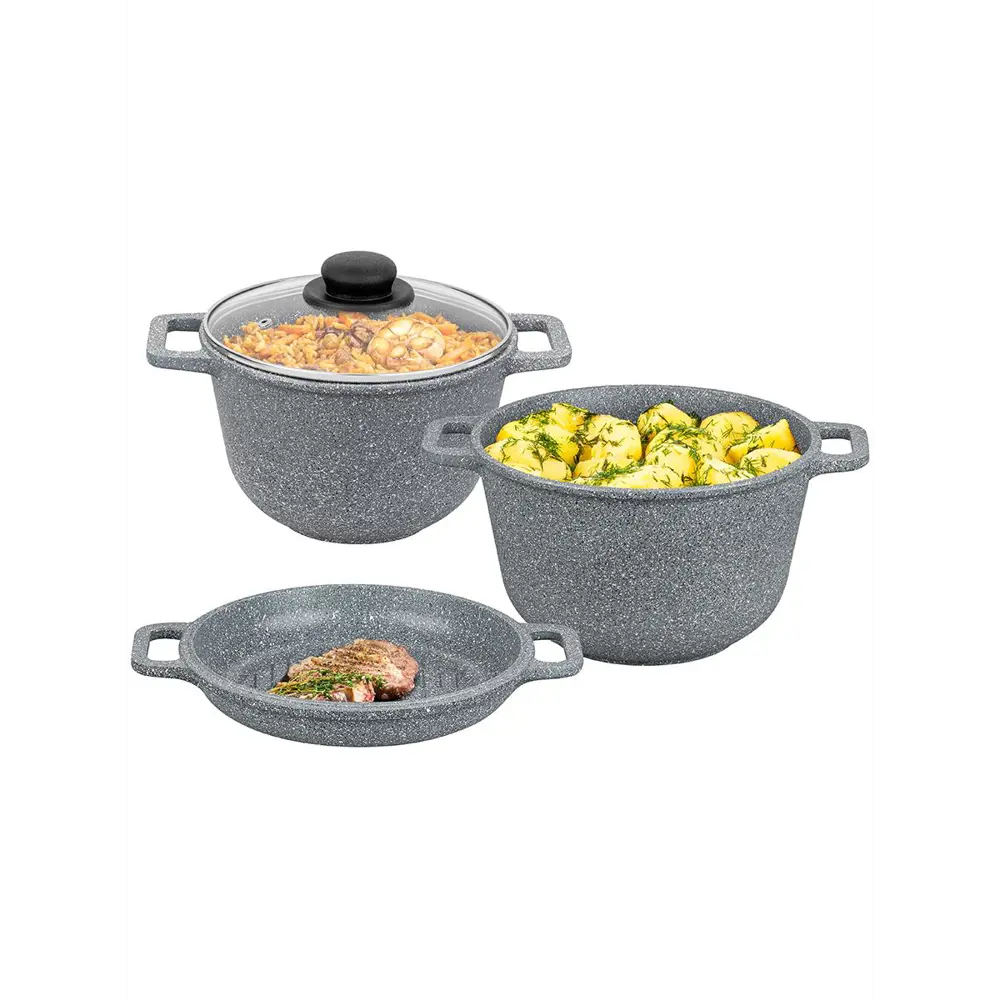 Фото 3 Набор посуды Elan Gallery 4 предмета алюминий цвет серый 120551+2 Фото 3 Набор посуды Elan Gallery 4 предмета алюминий цвет серый 120551+2