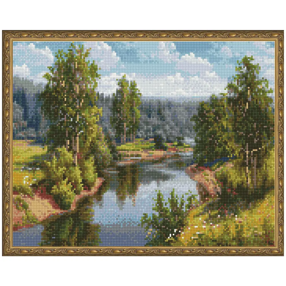 Фото Алмазная мозаика Molly с нанесенной рамкой 40x50 см Прищепа И. Проточная река 32 цвета Фото Алмазная мозаика Molly с нанесенной рамкой 40x50 см Прищепа И. Проточная река 32 цвета