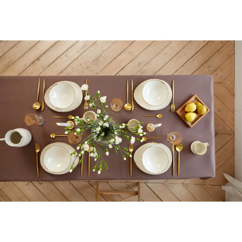 Фото 2 Скатерть Этель Elegance 150x110 см цвет кофейный 192 г/м2 хлопок с Вгмо Фото 2 Скатерть Этель Elegance 150x110 см цвет кофейный 192 г/м2 хлопок с Вгмо