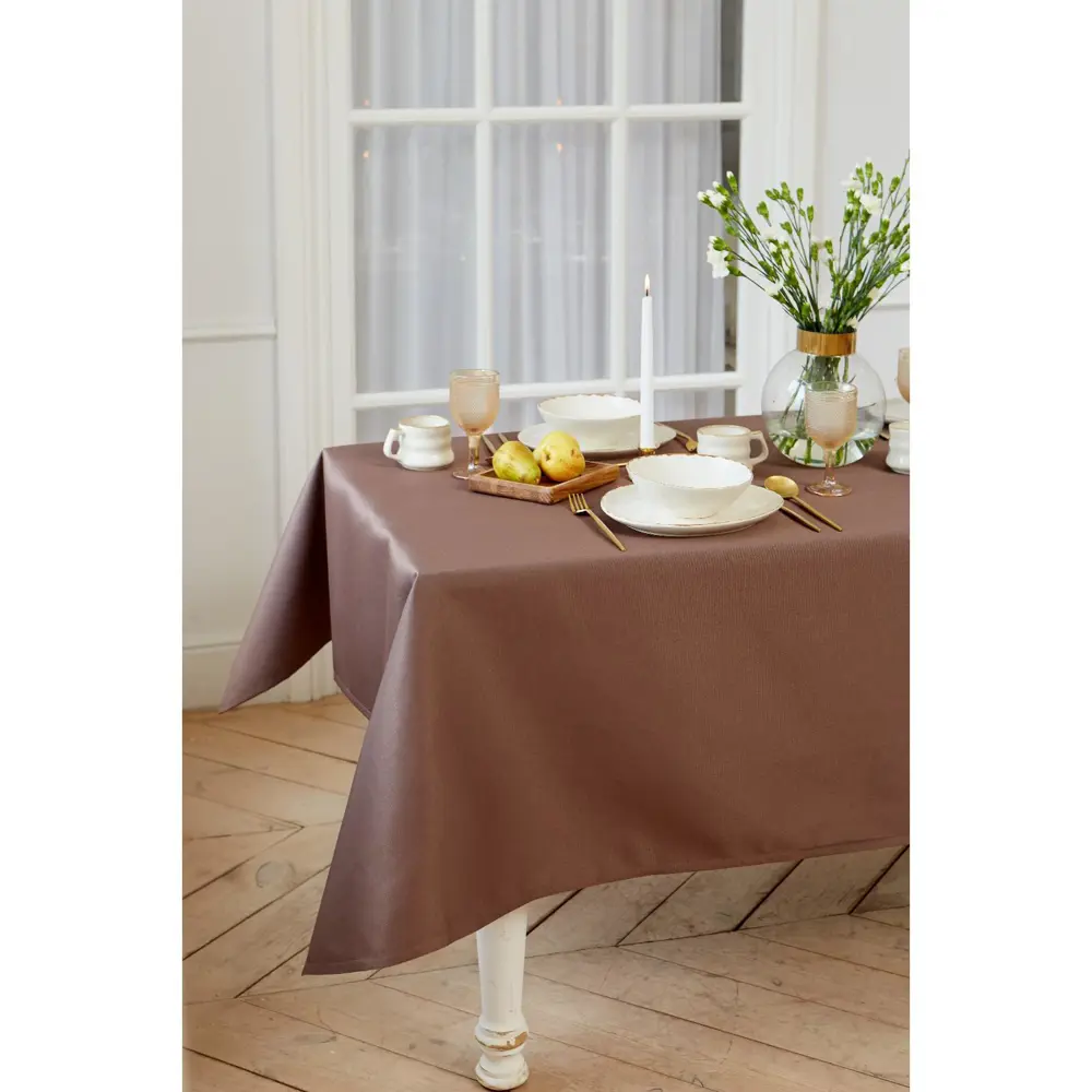 Фото 8 Скатерть Этель Elegance 150x300 см цвет кофейный 192 г/м2 хлопок с Вгмо Фото 8 Скатерть Этель Elegance 150x300 см цвет кофейный 192 г/м2 хлопок с Вгмо