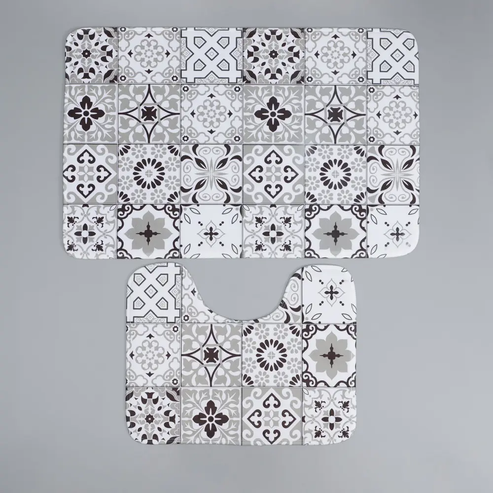 Фото Набор ковриков для ванной комнаты ДОЛЯНА 6847553 80х50 цвет белый Фото Набор ковриков для ванной комнаты ДОЛЯНА 6847553 80х50 цвет белый