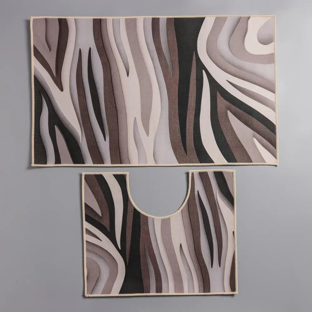 Фото Набор ковриков для ванной комнаты Доляна 7069447 81х50 цвет коричневый