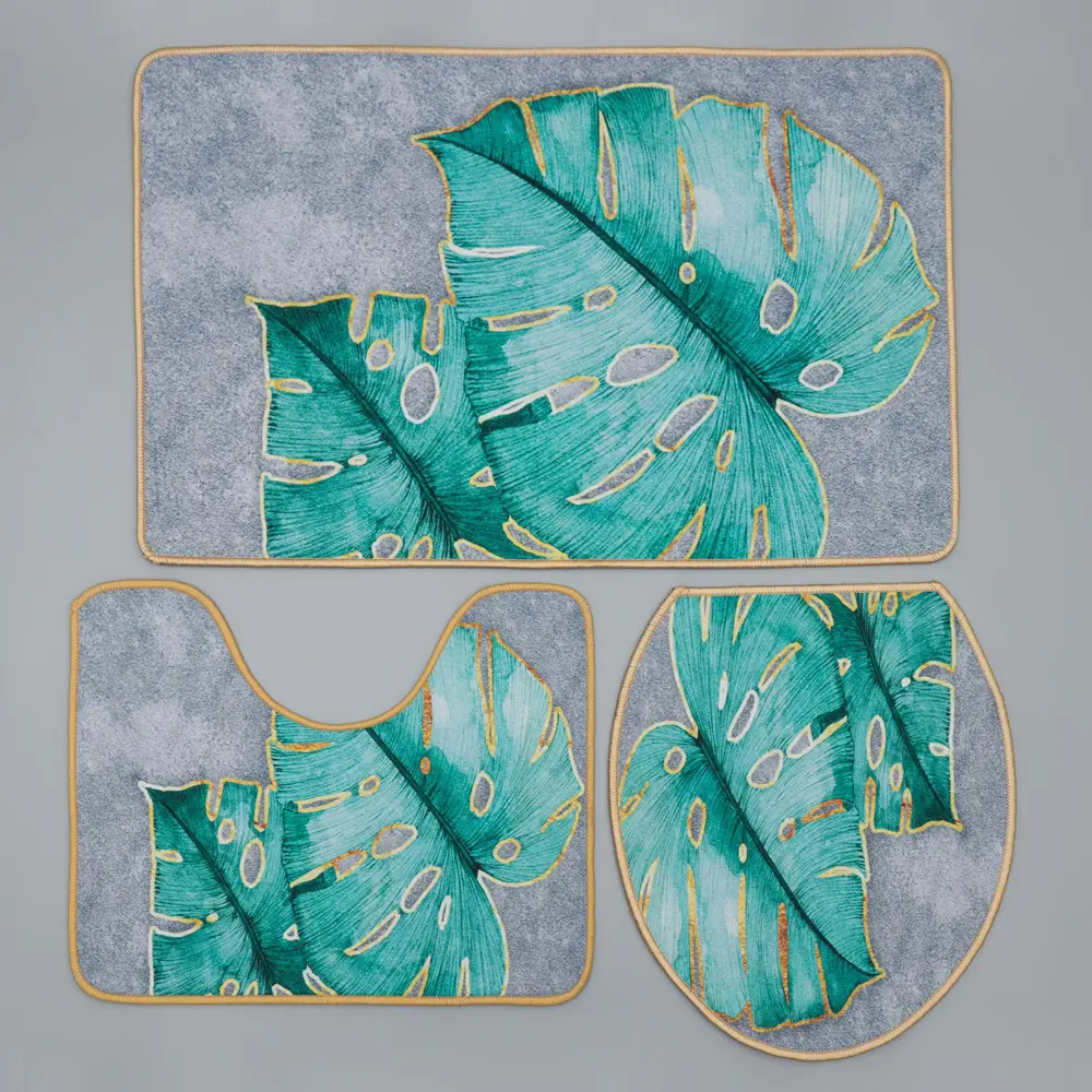 Фото Набор ковриков для ванной комнаты Доляна 6850661 50х80 цвет серый серебристый