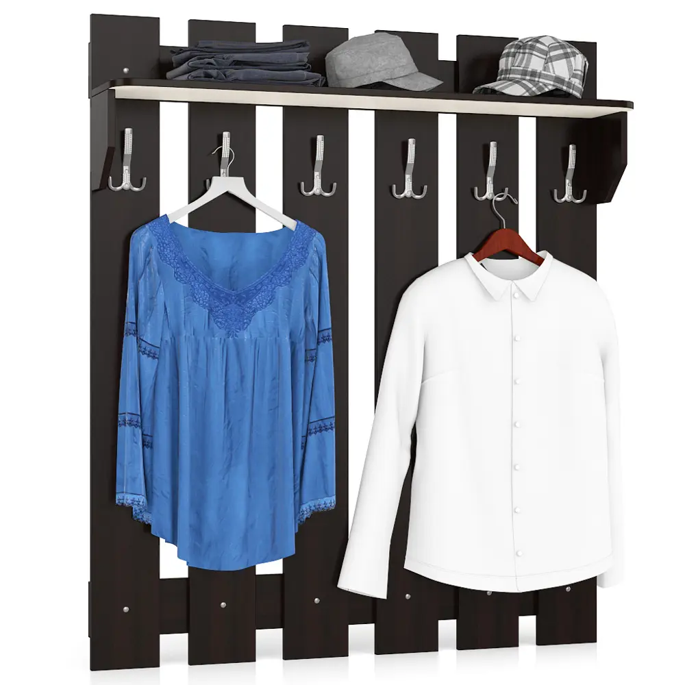 Фото Вешалка для верхней одежды Мебельный двор 120x140x25 см 4 крючка цвет венге