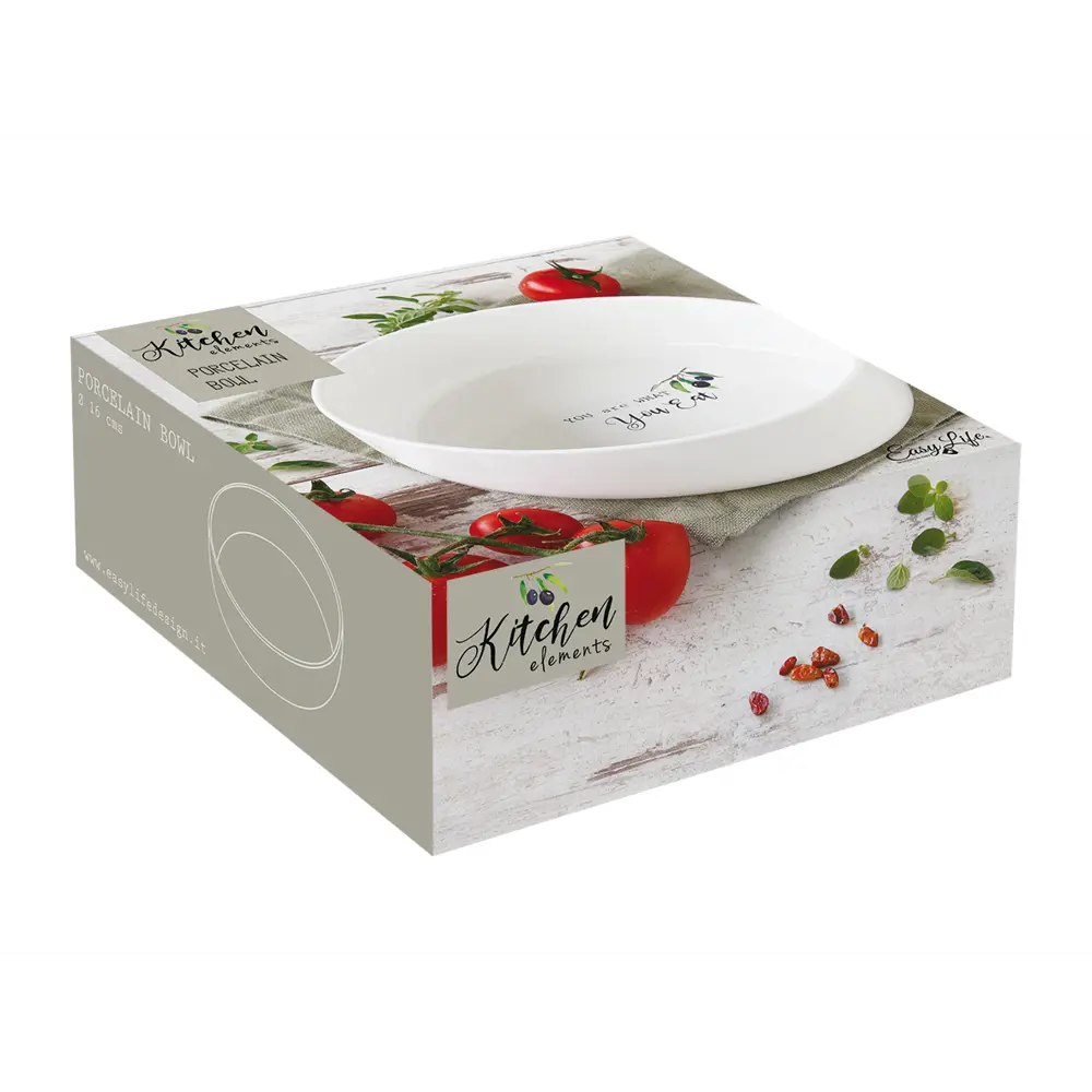 Фото Миска форма круглая Easy Life Kitchen Elements фарфор 16 см цвет белый EL-R1908/KITE