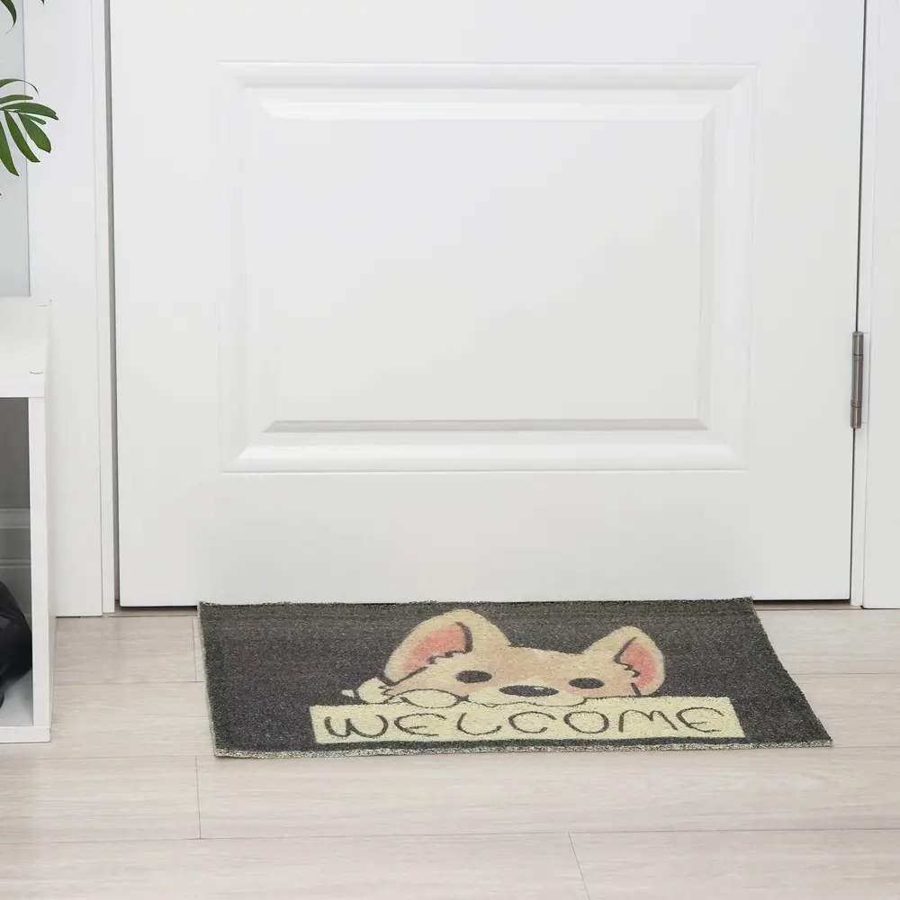 Фото 2 Коврик придверный Доляна «Корги» 40x60 см цвет серый Фото 2 Коврик придверный Доляна «Корги» 40x60 см цвет серый