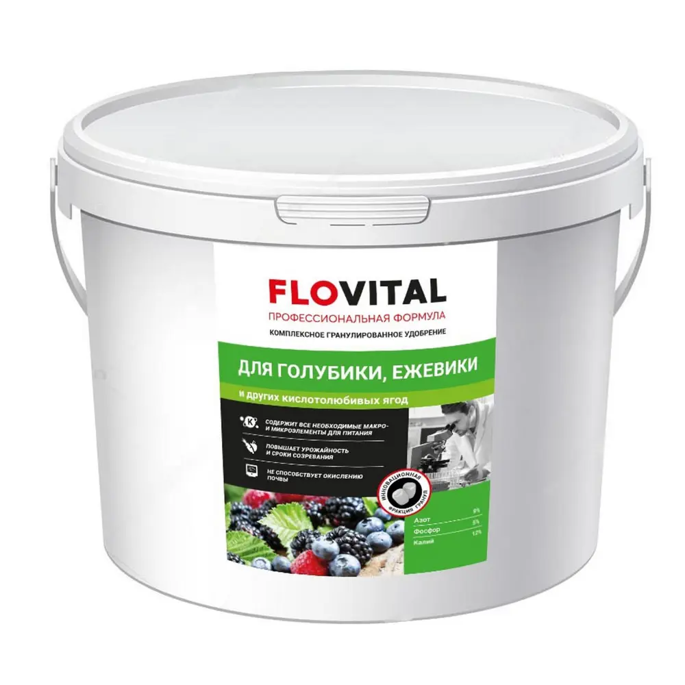 Фото Комплексное удобрение Flovital для голубики и ежевики 9-5-12 0.8 кг Фото Комплексное удобрение Flovital для голубики и ежевики 9-5-12 0.8 кг