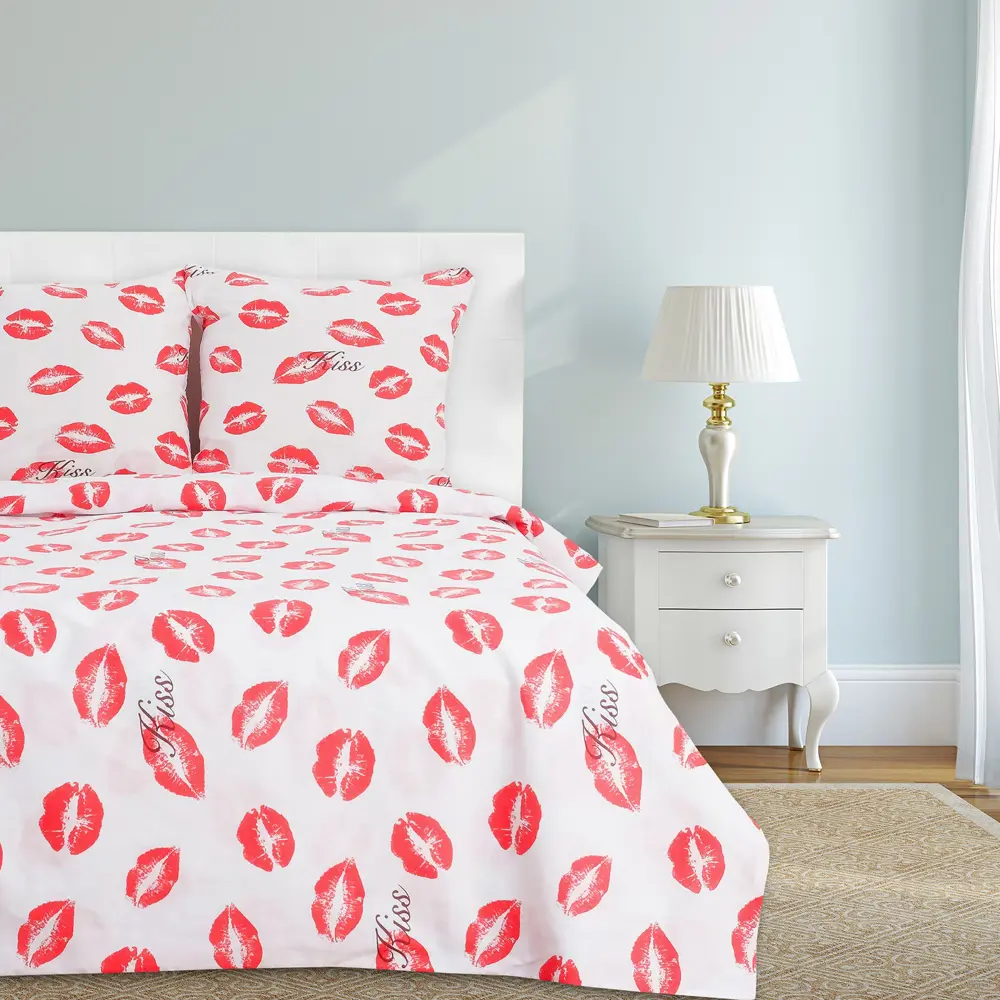 Фото Комплект постельного белья Этель семейный Яркий поцелуй бязь