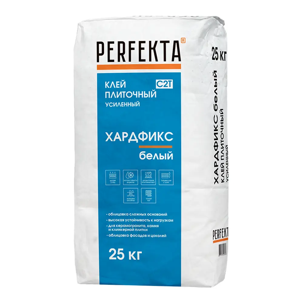 Фото Клей для плитки Perfekta Хардфикс С2Т усиленный белый 25 кг Фото Клей для плитки Perfekta Хардфикс С2Т усиленный белый 25 кг