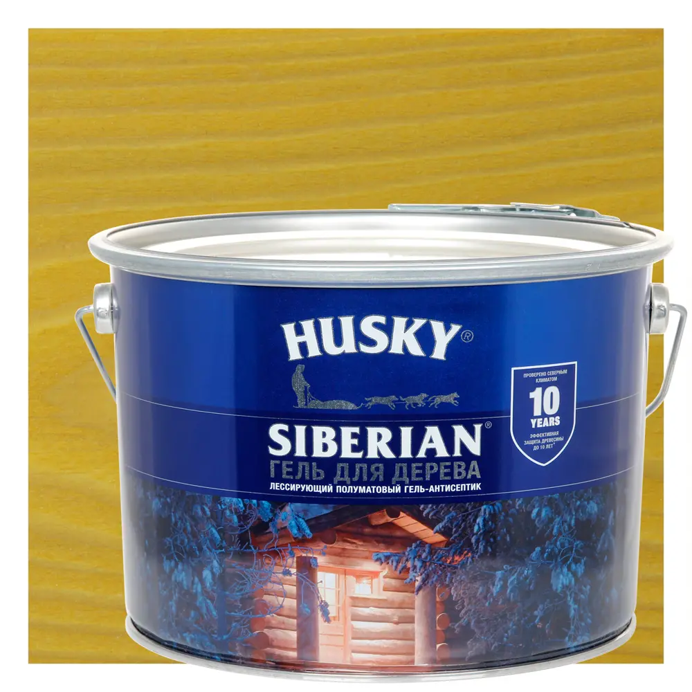 Фото Гель для дерева Husky Siberian полуматовый цвет калужница 9 л Фото Гель для дерева Husky Siberian полуматовый цвет калужница 9 л