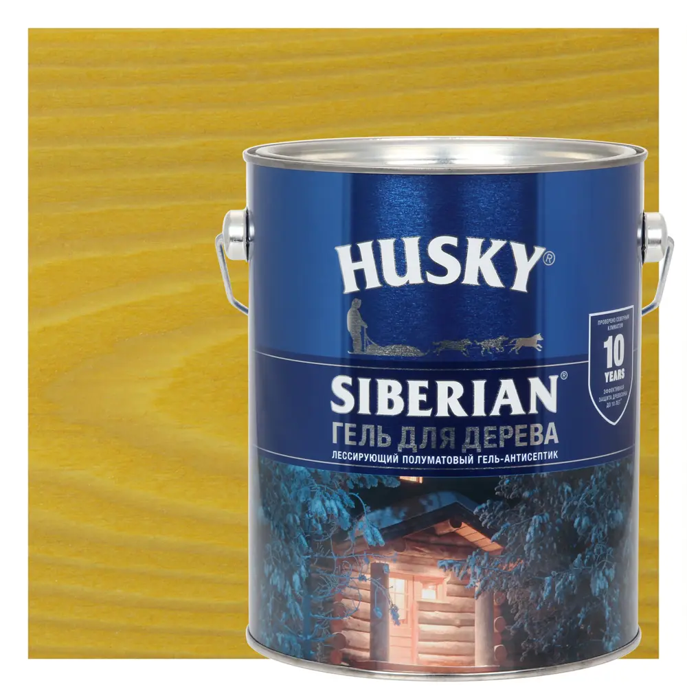 Фото Гель для дерева Husky Siberian полуматовый цвет калужница 2.7 л Фото Гель для дерева Husky Siberian полуматовый цвет калужница 2.7 л