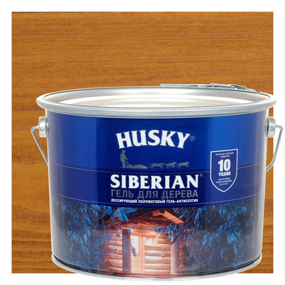 Фото Гель для дерева Husky Siberian полуматовый цвет каштан 9 л