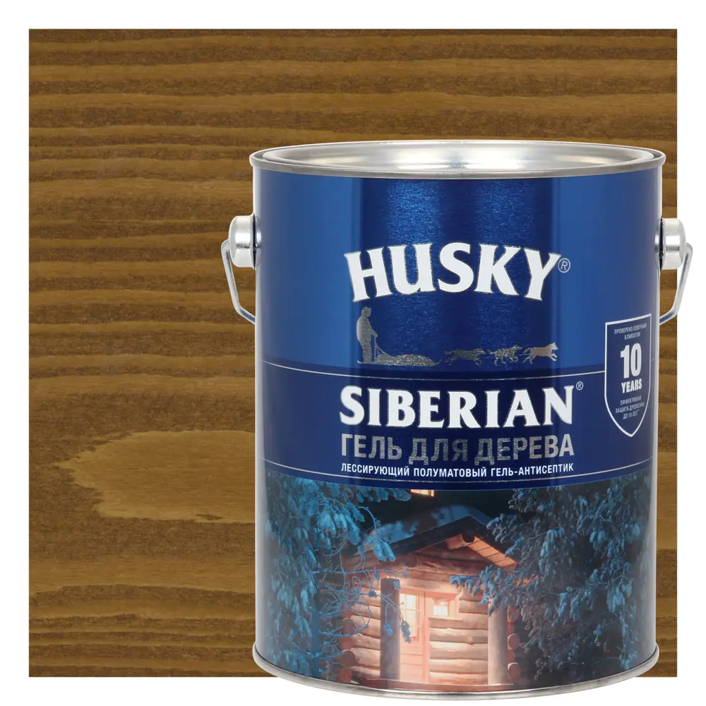 Фото Гель для дерева Husky Siberian полуматовый цвет орех 2.7 л Фото Гель для дерева Husky Siberian полуматовый цвет орех 2.7 л