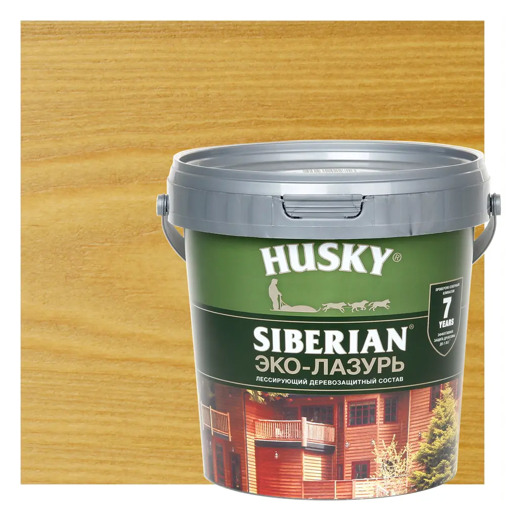 Фото Эко-лазурь Husky Siberian полуматовая цвет светлый дуб 0.9 л Фото Эко-лазурь Husky Siberian полуматовая цвет светлый дуб 0.9 л