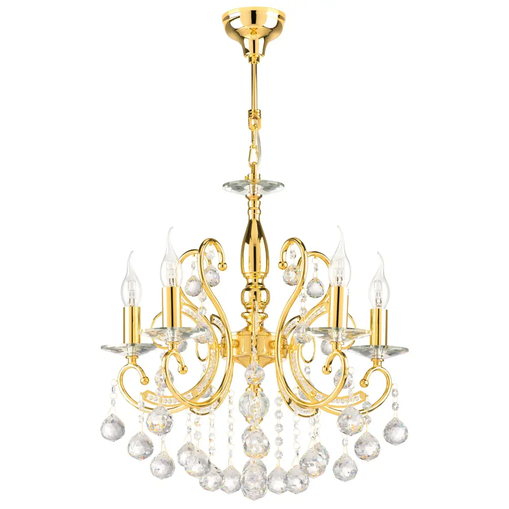 Фото Люстра подвесная LIGHTSTAR Elegante 708052 5 ламп 15 м² цвет золото Фото Люстра подвесная LIGHTSTAR Elegante 708052 5 ламп 15 м² цвет золото