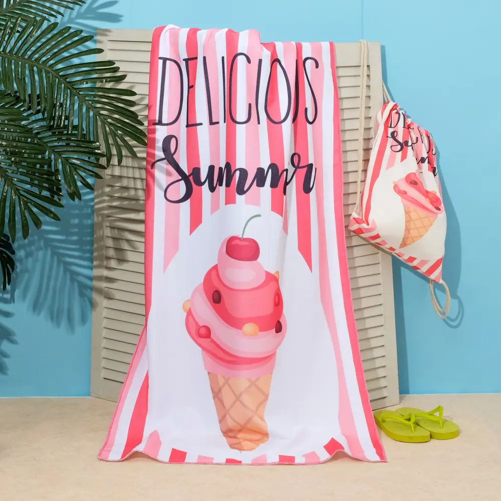 Фото 3 Полотенце пляжное в сумке Этель «Summer» 70x140 см микрофибра 100% п/э