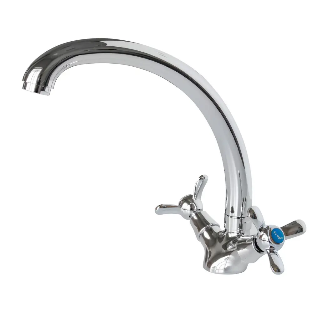 Фото Смеситель для кухни двухвентильный Frap F4212 латунь цвет сталь